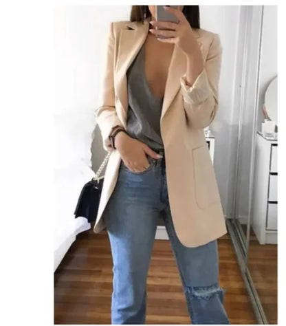 Blazer tipo Cárdigan de Solapa Delgada