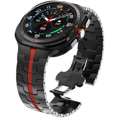 Correa de metal WINGLE para Samsung Galaxy Watch Ultra de 47 mm para hombre, resistente y duradera, de acero inoxidable, elegante, informal, para negocios, con cierre plegable de mariposa