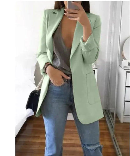 Blazer tipo Cárdigan de Solapa Delgada