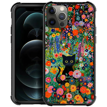 Funda de teléfono compatible con iPhone 14 Pro Max - Compatible con carga inalámbrica, carcasa trasera rígida de PC y parachoques de TPU con diseño de gato S Poppies