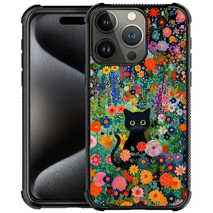 Funda de teléfono compatible con iPhone 14 Pro Max - Compatible con carga inalámbrica, carcasa trasera rígida de PC y parachoques de TPU con diseño de gato S Poppies